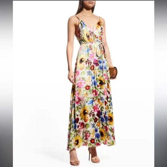 NWTs Alice + Olivia Samantha Wrap Belted Maxi Dress - Picture 3 of 12